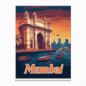 Aihrgdesign A Vintage Travel Poster Of Mumbai Canvas Print