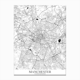 Manchester White Black Map Canvas Print