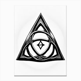 Triquetra, Symbol, Third Eye Simple Black & White Illustration 3 Canvas Print