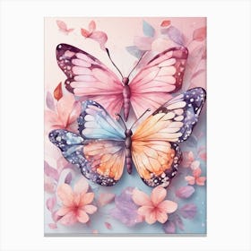 Beautiful Butterfly With Flower Background Canvas Print