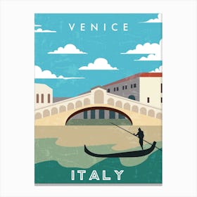 Venice, Italy — Retro travel minimalist poster 1 Canvas Print