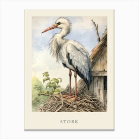 Beatrix Potter Inspired  Animal Watercolour Stork 1 Canvas Print