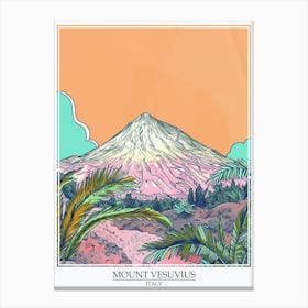 Mount Vesuvius Italy Color Line Drawing 8 Poster Canvas Print
