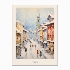 Vintage Winter Painting Poster Zurich Switzerland 2 Canvas Print