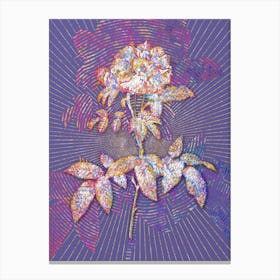 Geometric Provins Rose Mosaic Botanical Art on Veri Peri Canvas Print
