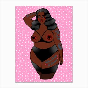 Body Positive Tattooed Pin Up Girl Friday Canvas Print