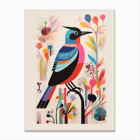 Colourful Scandi Bird Dipper 4 Canvas Print