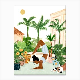 Yoga In the Courtyard Canvas Print