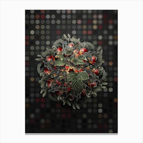 Vintage Raspberry Fruit Wreath on Dot Bokeh Pattern n.0002 Canvas Print