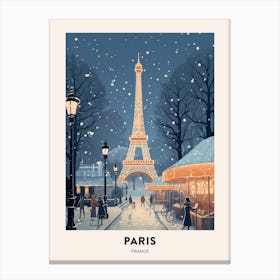 Winter Night  Travel Poster Paris France 3 Canvas Print