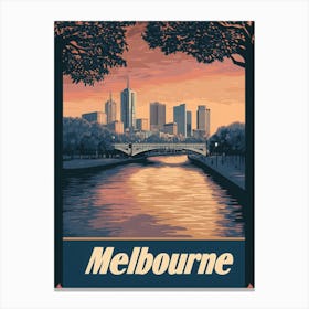 Aihrgdesign A Retro Travel Poster For Melbourne Featuring The 87db6ec1 22e8 49a5 882f Bc5179939180 0 Canvas Print