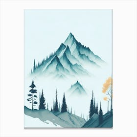 Mountain And Forest In Minimalist Watercolor Vertical Composition 85 Canvas Print