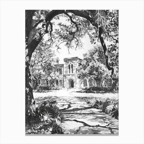 The Blanton Museum Of Art Austin Texas Black And White Drawing 1 Canvas Print