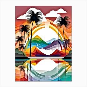 Abstract Tropical Scene With Palm Trees Canvas Print