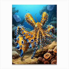 Blue Ringed Octopus Illustration 7 Canvas Print