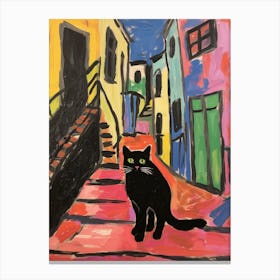 Painting Of A Cat In Perugia Italy Canvas Print