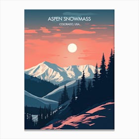 Poster Of Aspen Snowmass   Colorado, Usa, Ski Resort Illustration 0 Canvas Print