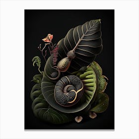 Snail With Black Background 1 Botanical Canvas Print