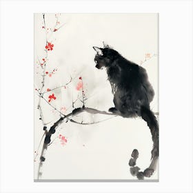 Cat In Cherry Blossoms Canvas Print