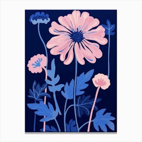 Blue Flower Illustration Chrysanthemum 2 Canvas Print