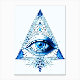 Pineal Gland, Symbol, Third Eye Blue & White 7 Canvas Print