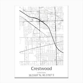 Crestwood,United States Minimalist Map Canvas Print