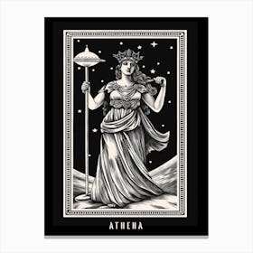 Athena Tarot Card B&W Canvas Print