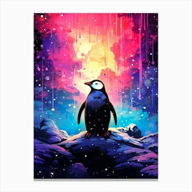 Penguin In Space Canvas Print