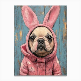 Frenchie Dressed As Easter Bunny Canvas Print