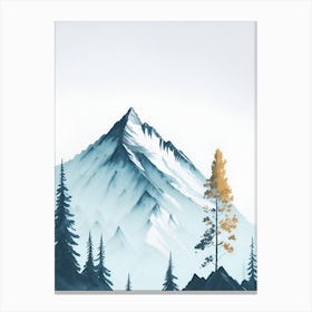 Mountain And Forest In Minimalist Watercolor Vertical Composition 37 Canvas Print