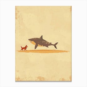 Shark & A Dog Muted Pastels 1 Canvas Print
