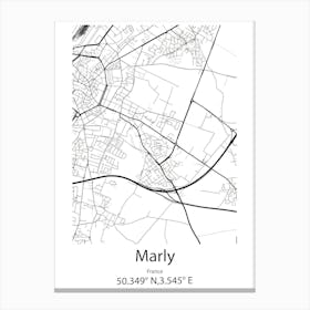 Marly,France Minimalist Map Canvas Print