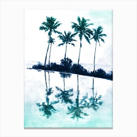 Palm Tree Reflections Teal Canvas Print