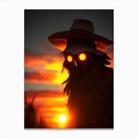 Scarecrow At Sunset 2 Canvas Print