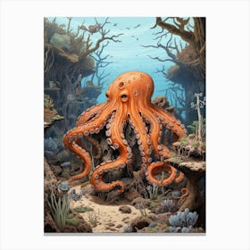 Octopus Exploring Surroundings 8 Canvas Print