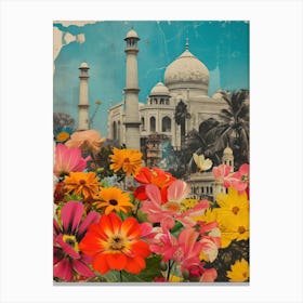 Delhi   Floral Retro Collage Style 3 Canvas Print