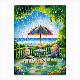 Umbrella In The Rain Canvas Print