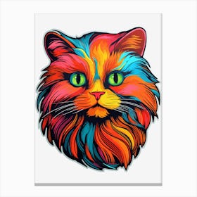 Whimsical Colorful Cat Canvas Print