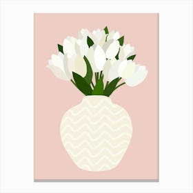 Tulip Arrangement - Floral Vase White Flowers Canvas Print