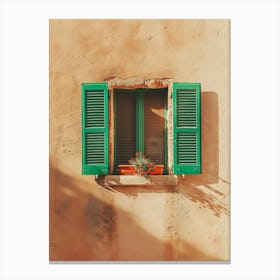 Green Shuttered Window 2 Canvas Print