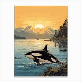 Orca Whale Swimming Canvas Print
