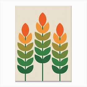 Three Orange And Green Flowers Canvas Print