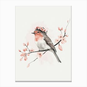 Robin In Bloom Canvas Print