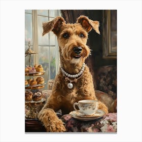 Classy Airedale At The Bar 26 Canvas Print