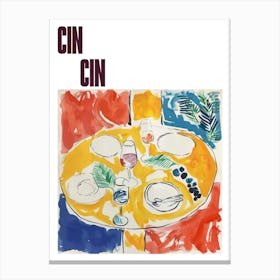 Cin Cin Poster Wine Lunch Matisse Style 10 Canvas Print