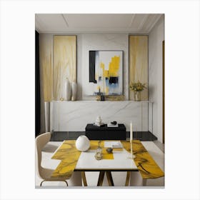 Yellow And White Dining Room Canvas Print