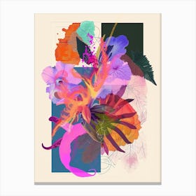 Lobelia 3 Neon Flower Collage Canvas Print