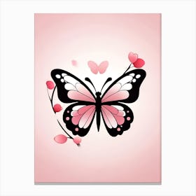 Butterfly With Flowers 3 Canvas Print