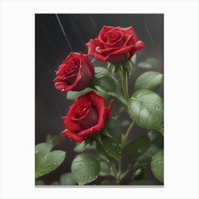 Red Roses At Rainy With Water Droplets Vertical Composition 80 Canvas Print