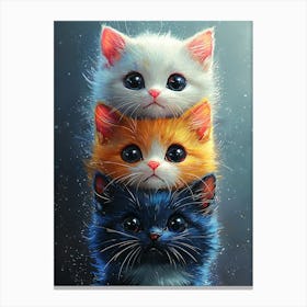 Cute Cats Stacked Together 6 Canvas Print